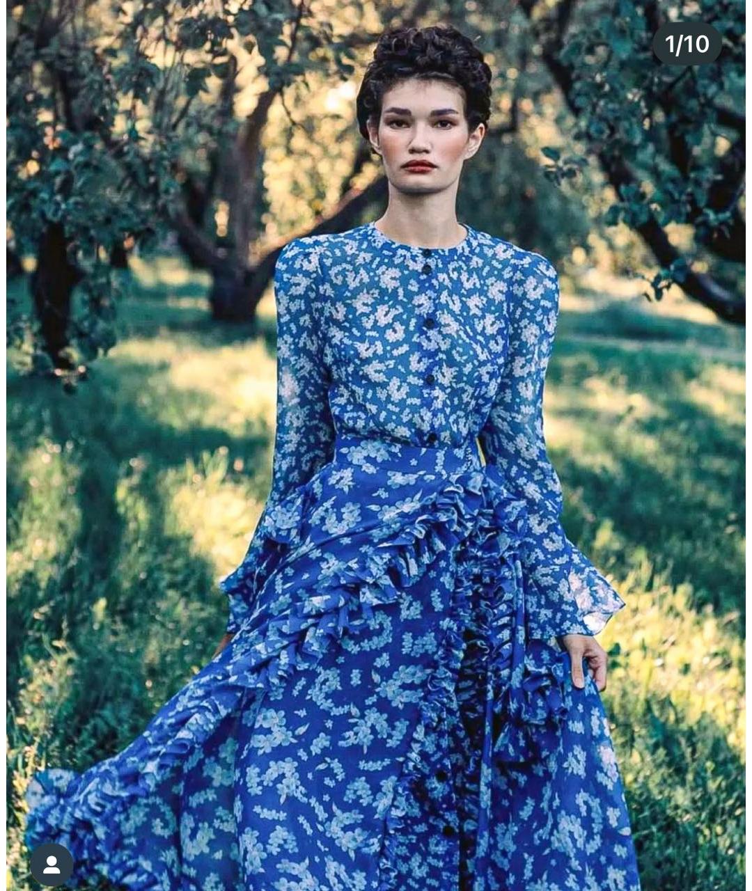 ULYANA SERGEENKO Синее шелковое платье, фото 3