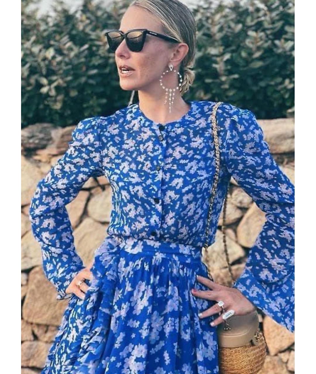 ULYANA SERGEENKO Синее шелковое платье, фото 2