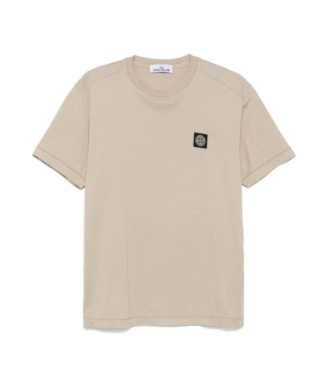 STONE ISLAND Бежевая хлопковая футболка, фото 1