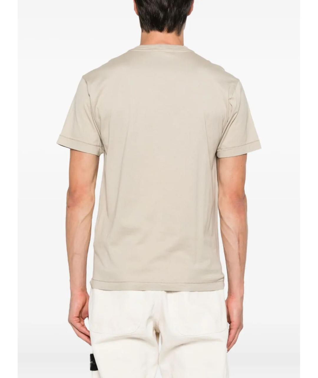 STONE ISLAND Бежевая хлопковая футболка, фото 3