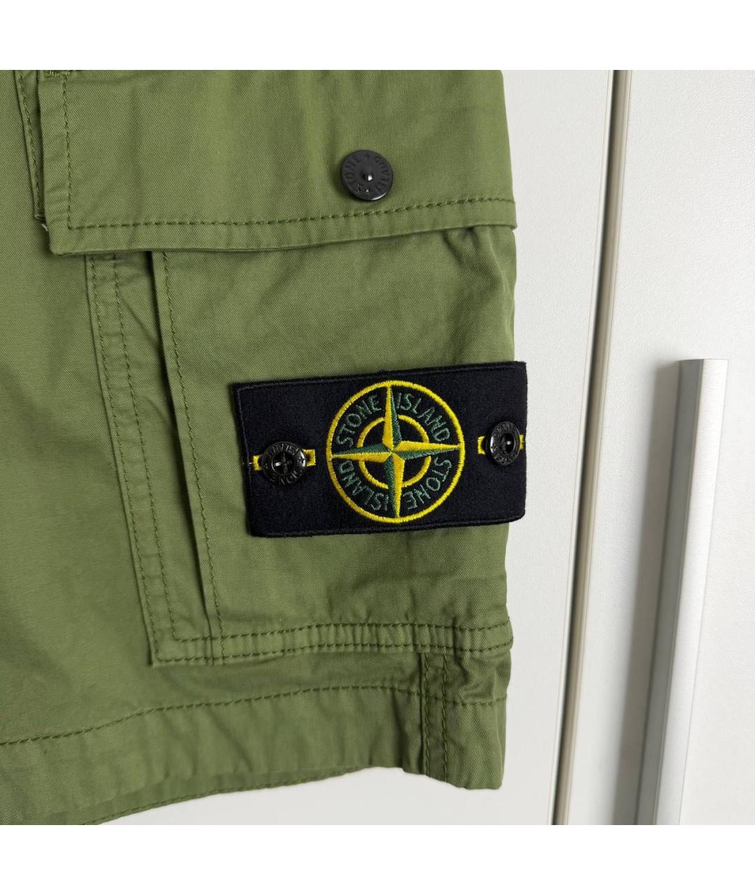 STONE ISLAND Хаки хлопковые шорты, фото 4