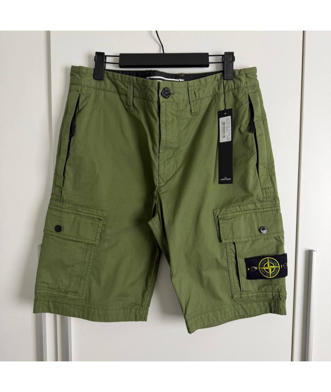 STONE ISLAND Хаки хлопковые шорты, фото 2