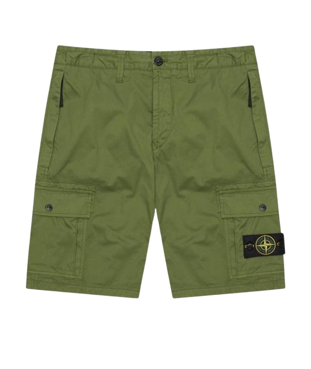 STONE ISLAND Хаки хлопковые шорты, фото 1