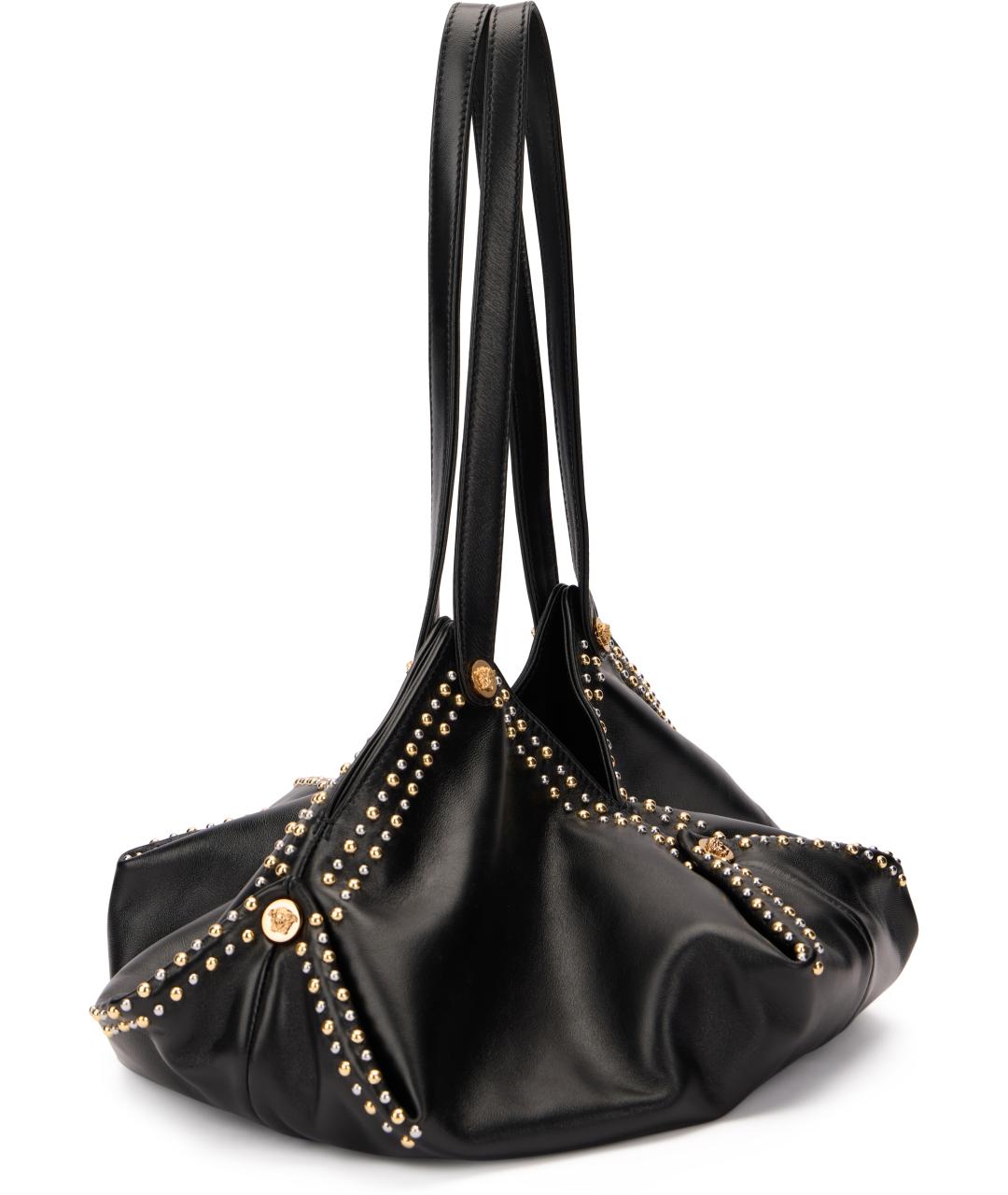 VERSACE Черная кожаная сумка тоут, фото 2