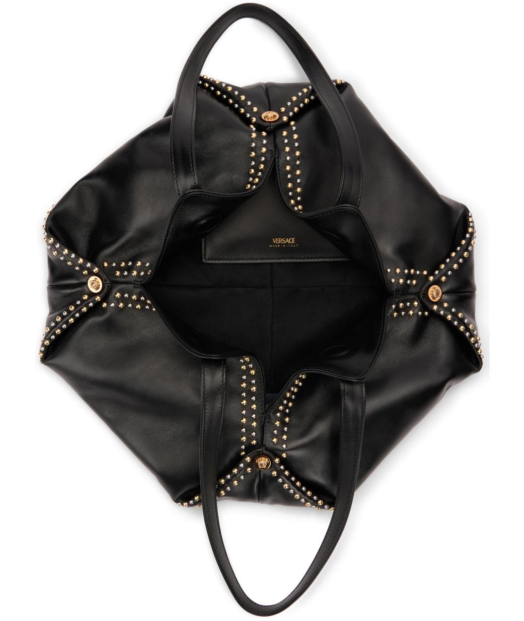VERSACE Черная кожаная сумка тоут, фото 3
