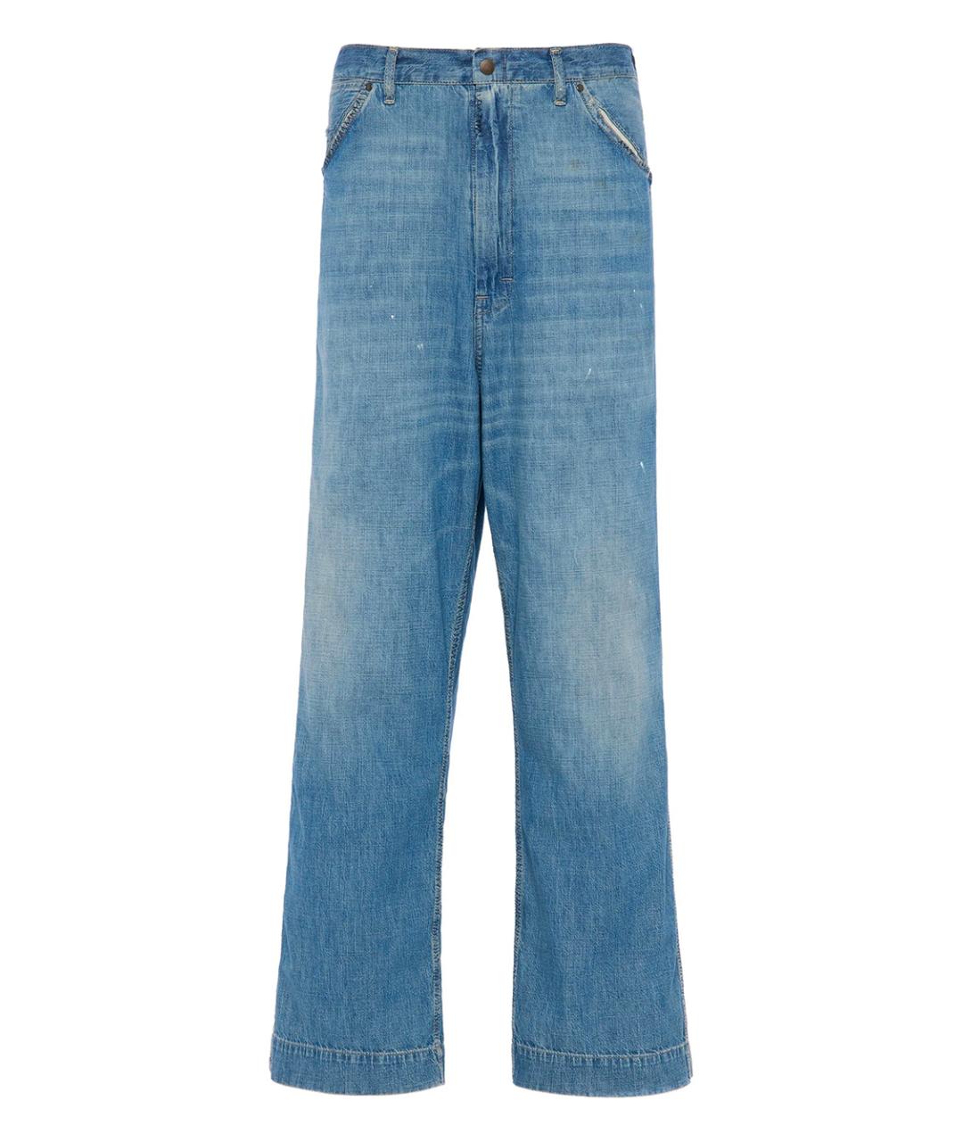 MAISON MARGIELA Синие хлопковые прямые джинсы, фото 1