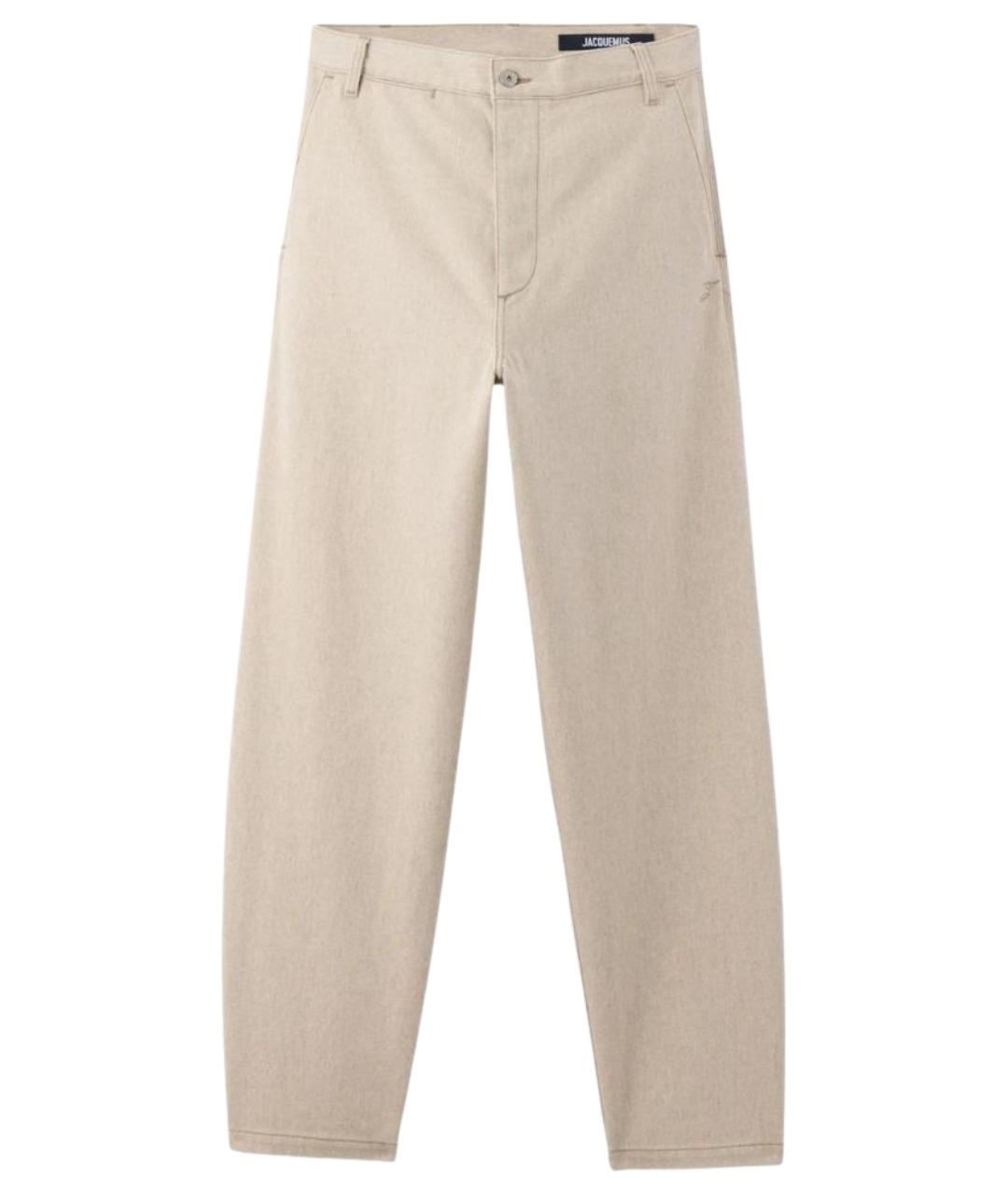 JACQUEMUS Бежевые хлопковые прямые джинсы, фото 1