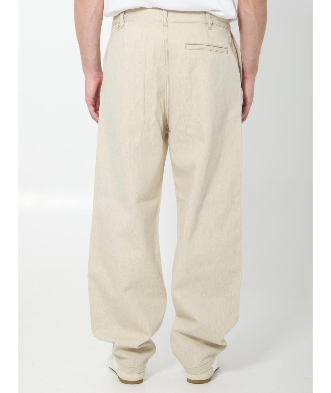 JACQUEMUS Бежевые хлопковые прямые джинсы, фото 4