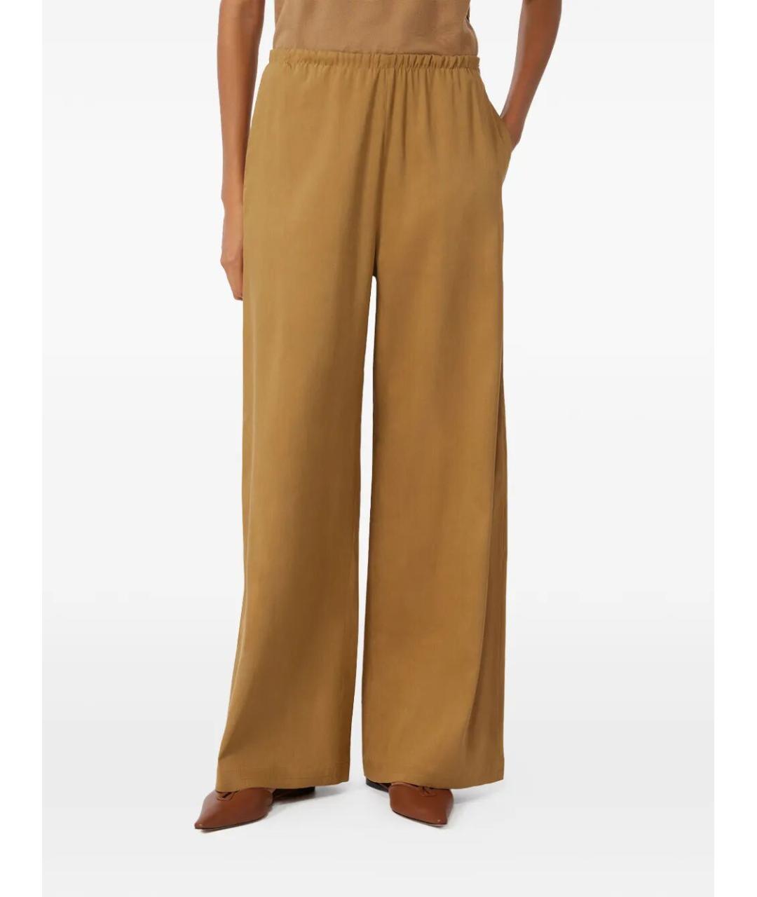 MAX MARA Коричневые льняные прямые брюки, фото 5