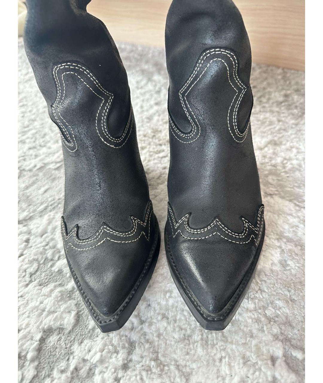 MAISON MARGIELA Антрацитовые кожаные сапоги, фото 2