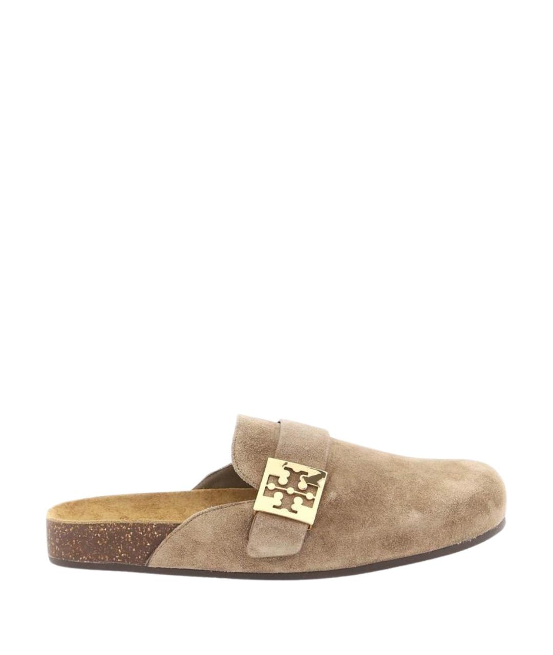 TORY BURCH Бежевые замшевые сабо, фото 1