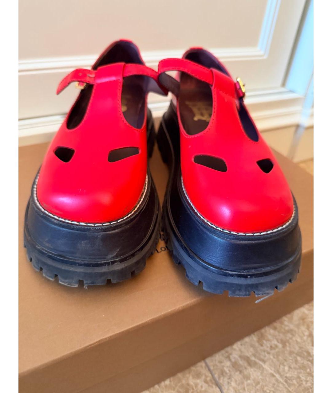 BURBERRY Красные кожаные брогги и оксфорды, фото 5