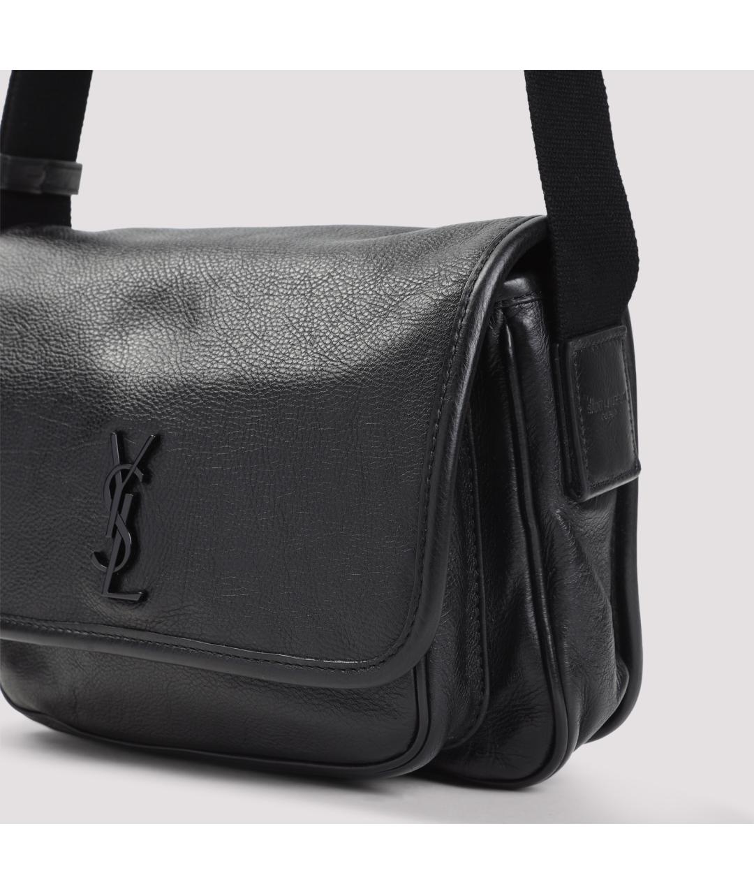 SAINT LAURENT Черная кожаная сумка на плечо, фото 4