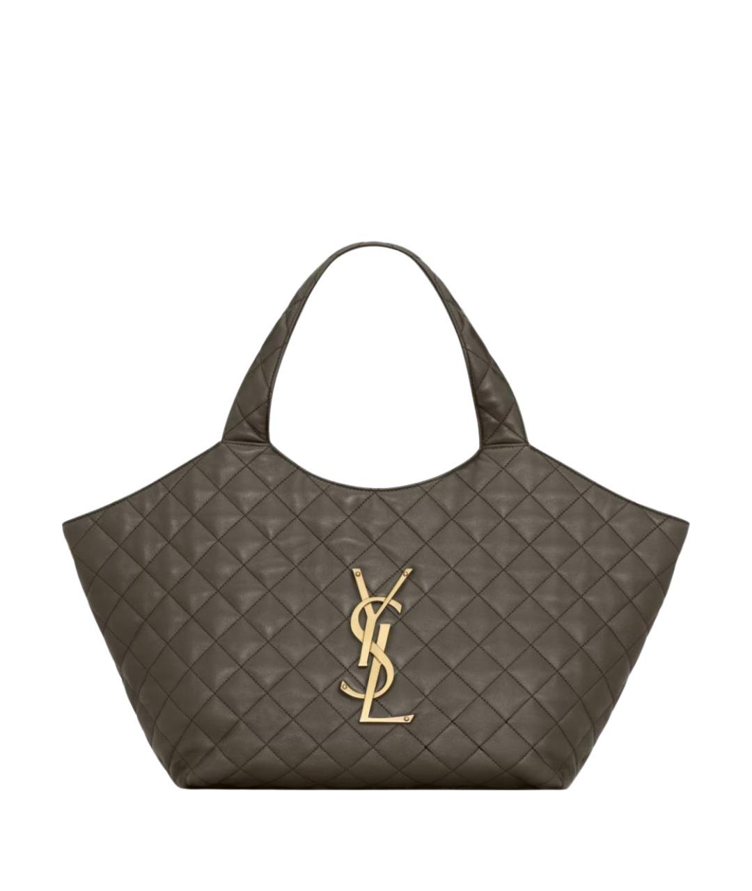 SAINT LAURENT Зеленая кожаная сумка тоут, фото 1