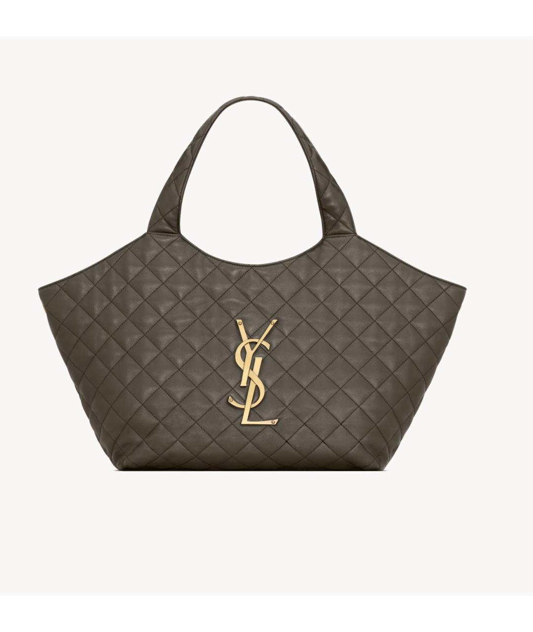 SAINT LAURENT Зеленая кожаная сумка тоут, фото 6