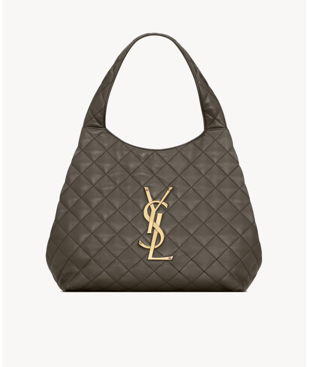 SAINT LAURENT Зеленая кожаная сумка тоут, фото 2