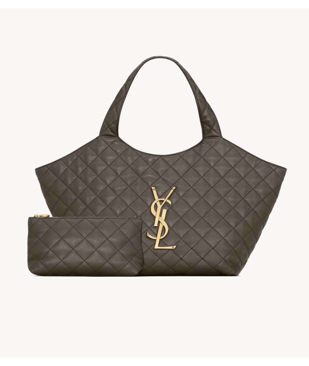 SAINT LAURENT Зеленая кожаная сумка тоут, фото 3