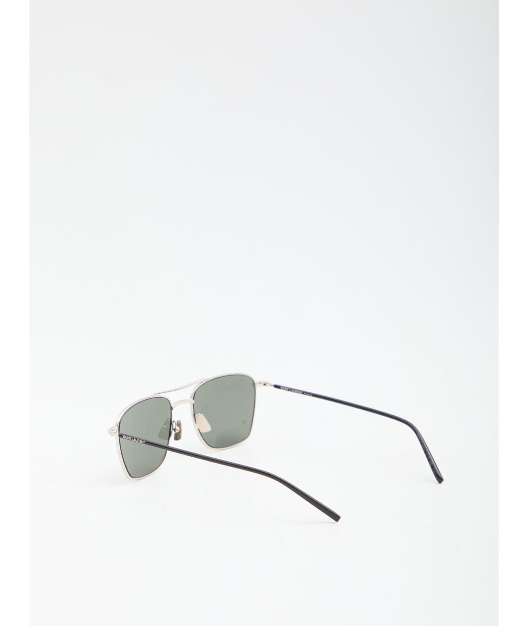 SAINT LAURENT Серые металлические солнцезащитные очки, фото 2