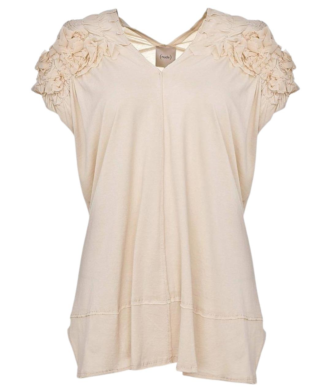NUDE Бежевая хлопковая футболка, фото 1