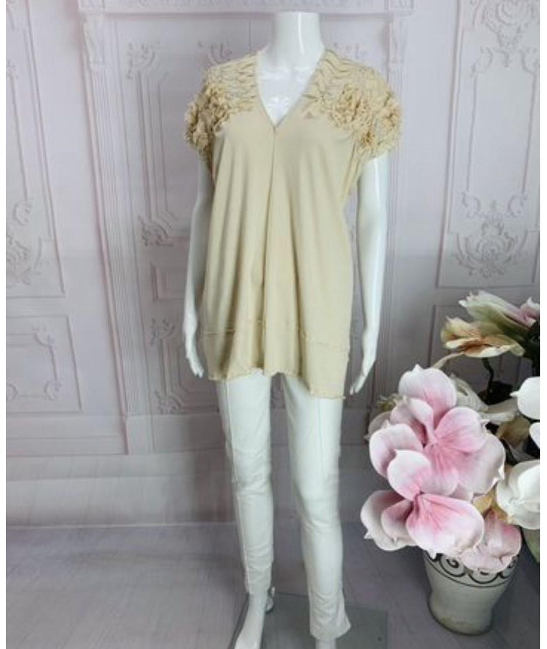 NUDE Бежевая хлопковая футболка, фото 6