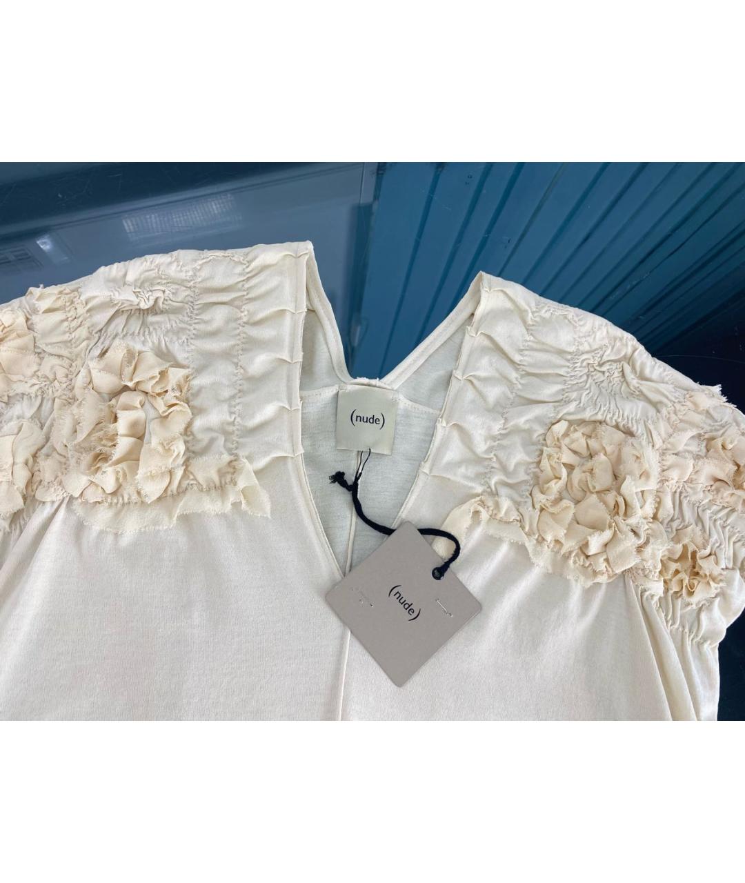 NUDE Бежевая хлопковая футболка, фото 3