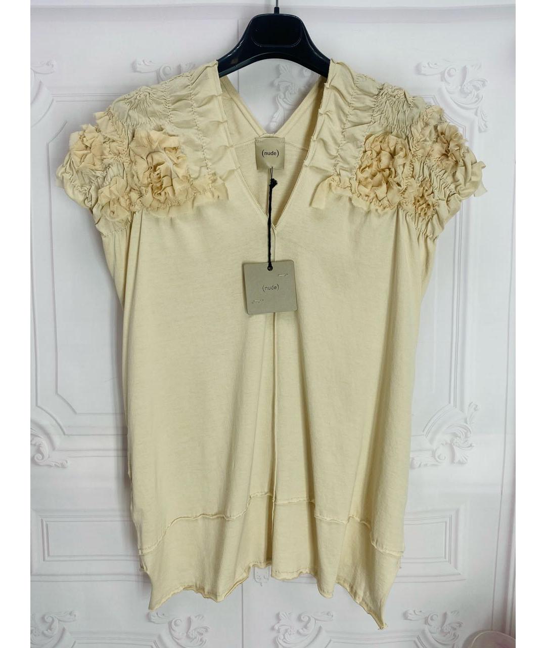 NUDE Бежевая хлопковая футболка, фото 5