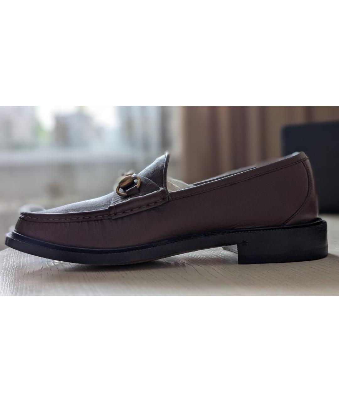GUCCI Коричневые кожаные лоферы, фото 6
