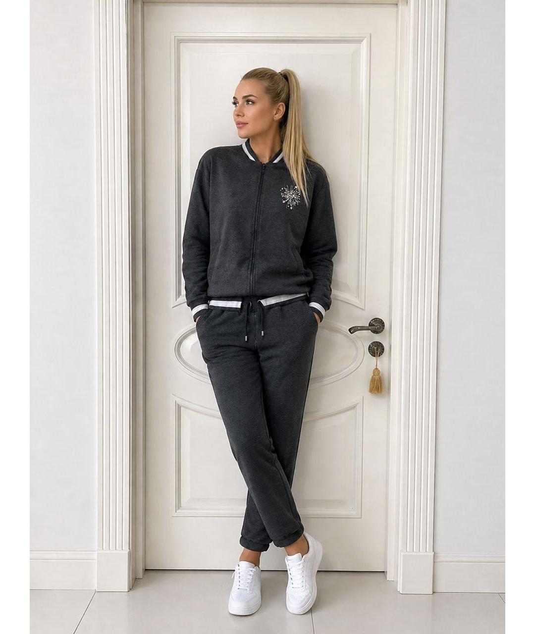 SANDRO Антрацитовый хлопковый спортивные костюмы, фото 2