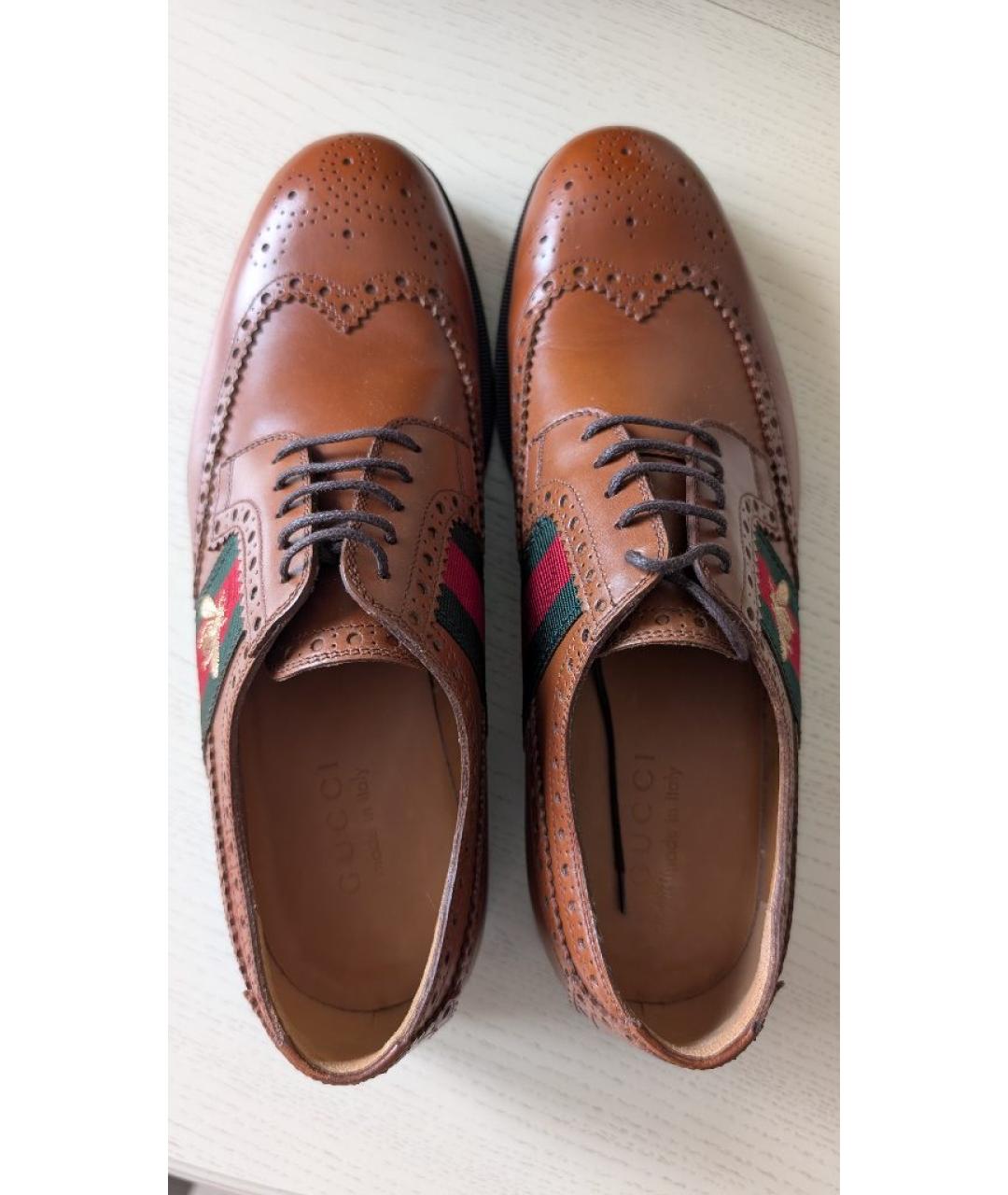 GUCCI Коричневые кожаные туфли, фото 6