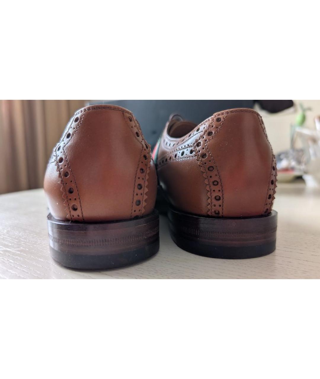 GUCCI Коричневые кожаные туфли, фото 4