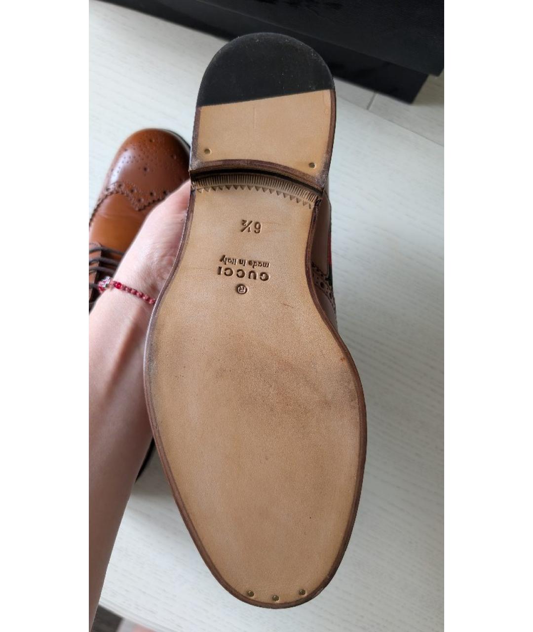 GUCCI Коричневые кожаные туфли, фото 5