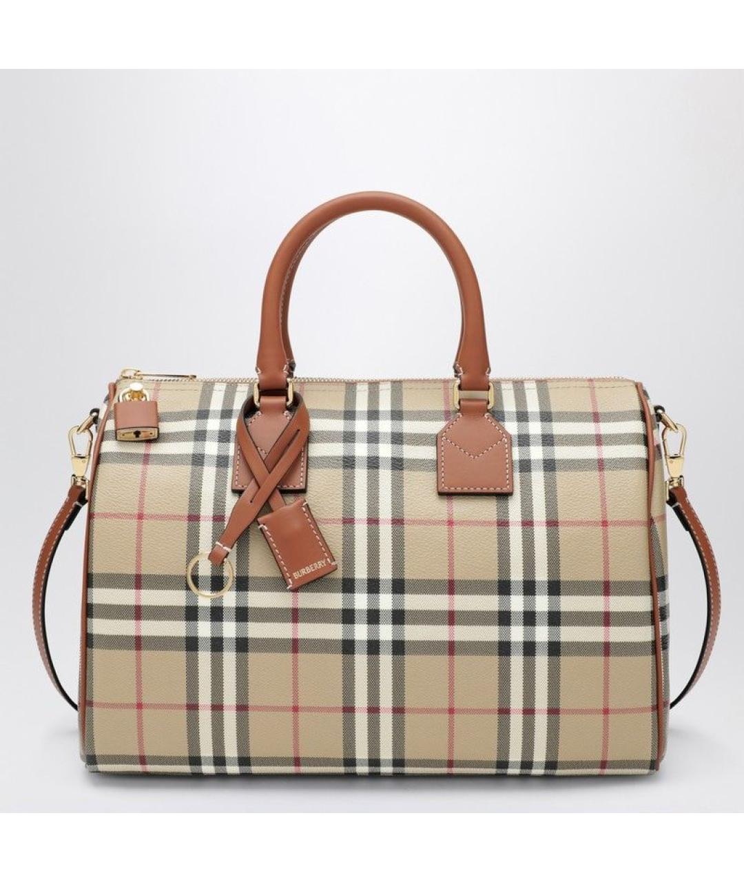 BURBERRY Бежевая синтетическая сумка с короткими ручками, фото 2