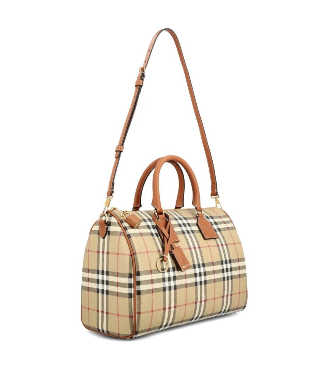 BURBERRY Бежевая синтетическая сумка с короткими ручками, фото 4