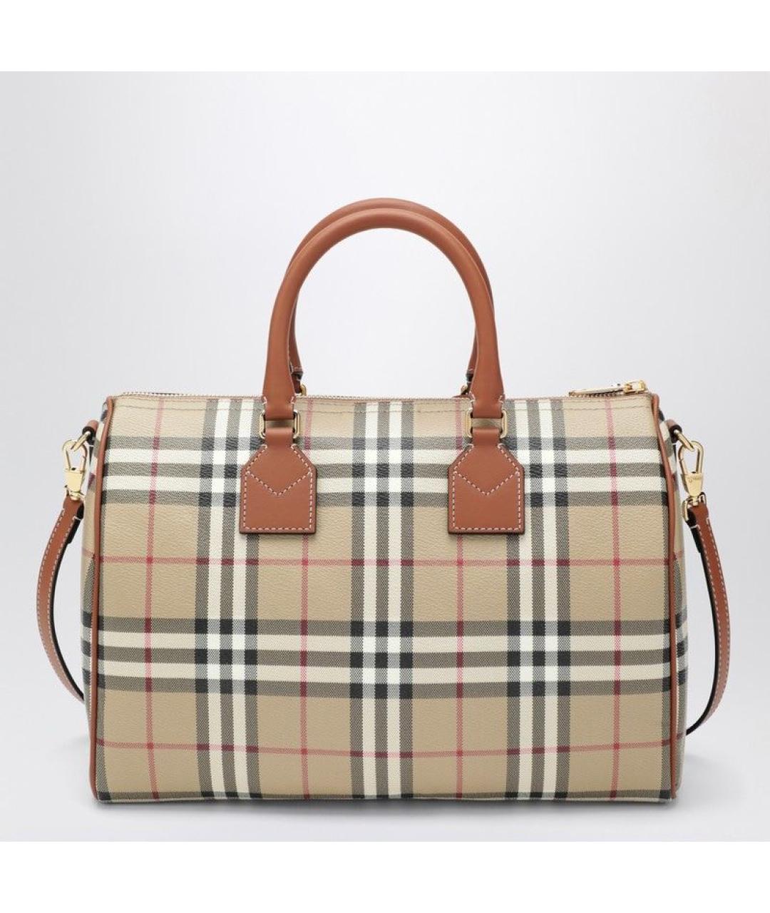 BURBERRY Бежевая синтетическая сумка с короткими ручками, фото 3