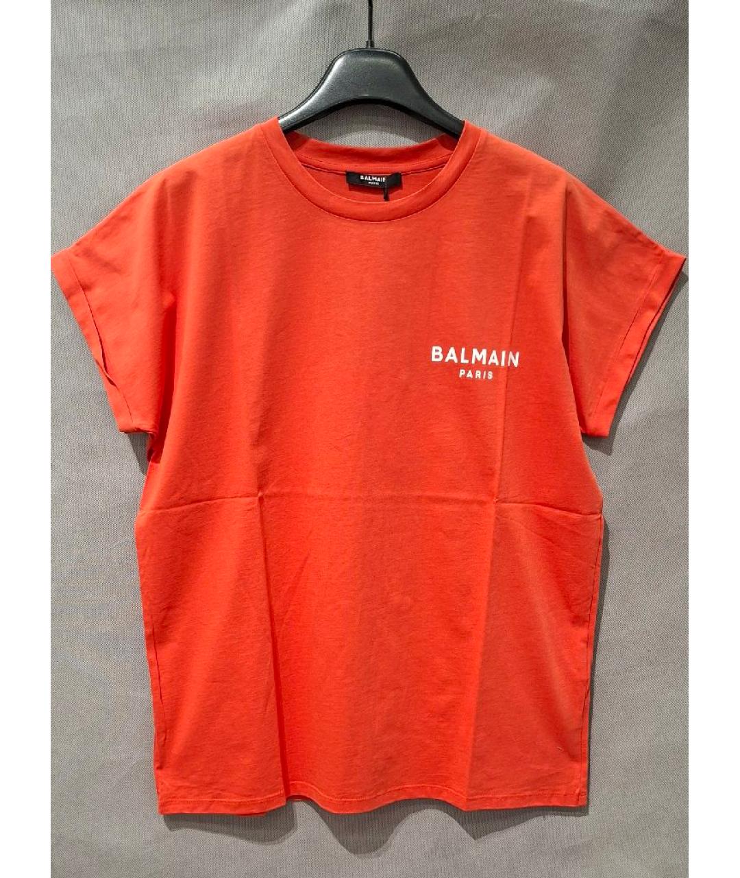 BALMAIN Оранжевая хлопковая майка, фото 7