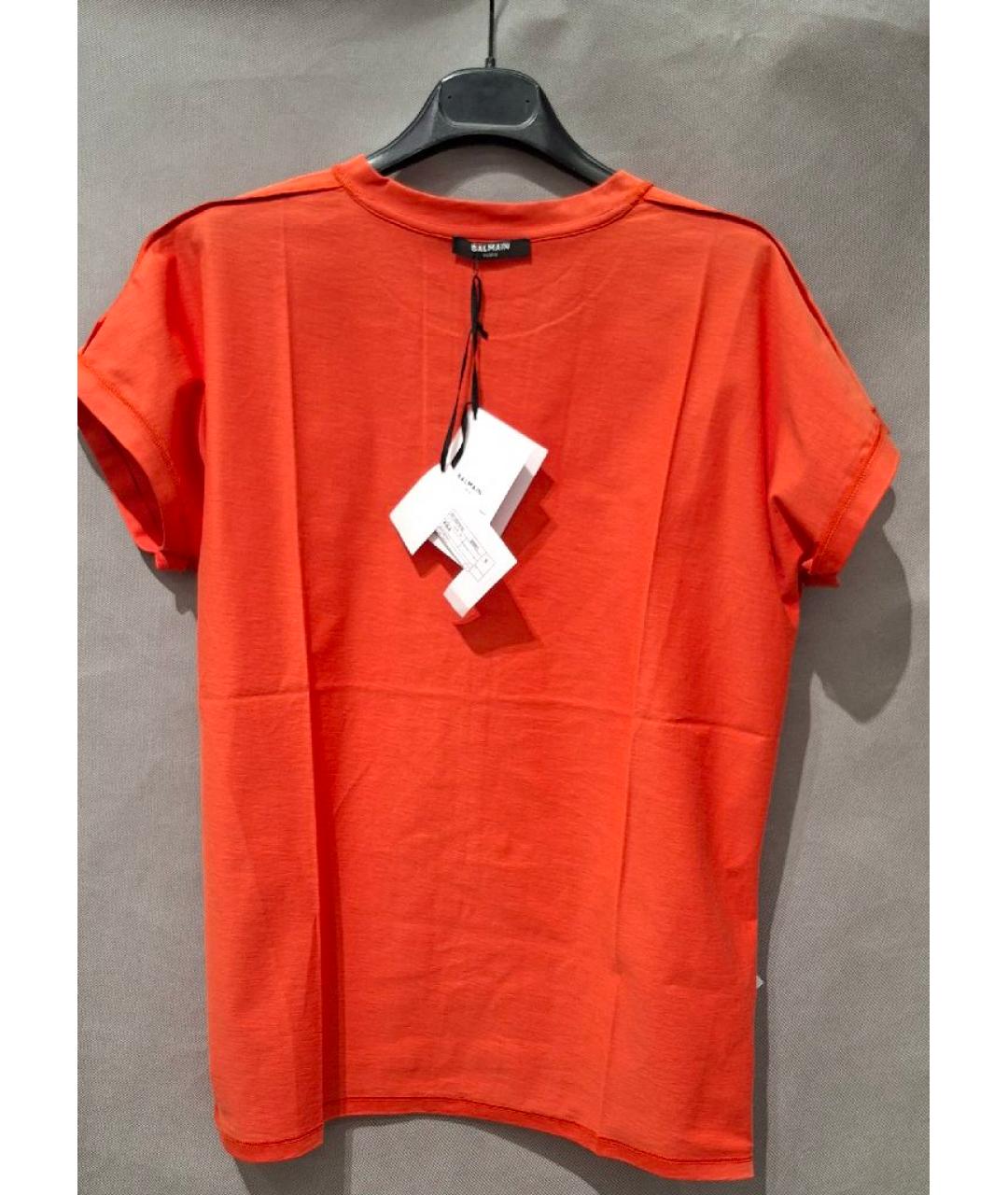 BALMAIN Оранжевая хлопковая майка, фото 3