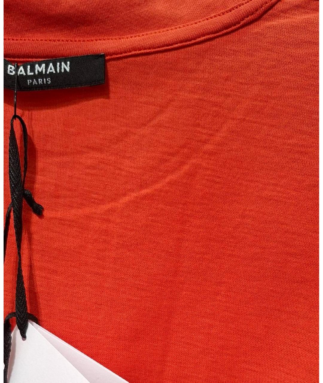 BALMAIN Оранжевая хлопковая майка, фото 4