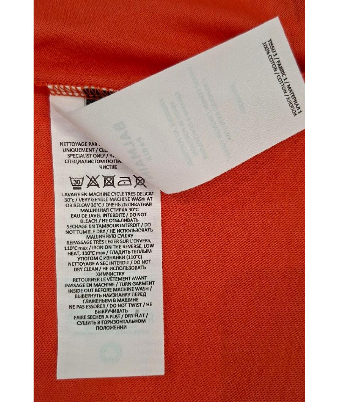 BALMAIN Оранжевая хлопковая майка, фото 6
