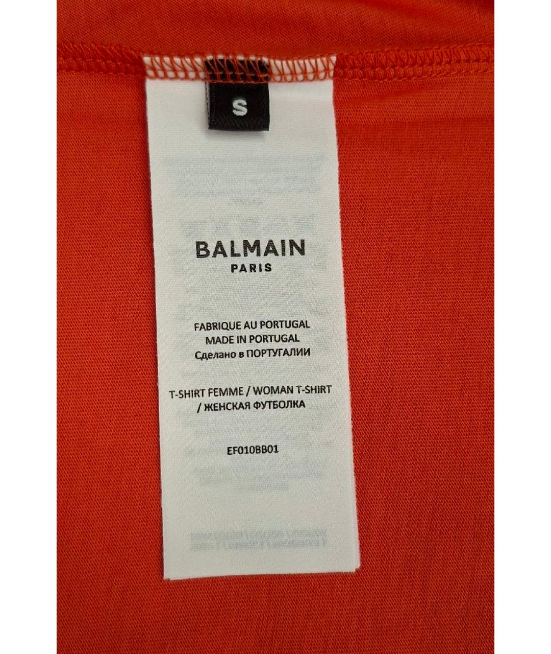 BALMAIN Оранжевая хлопковая майка, фото 5