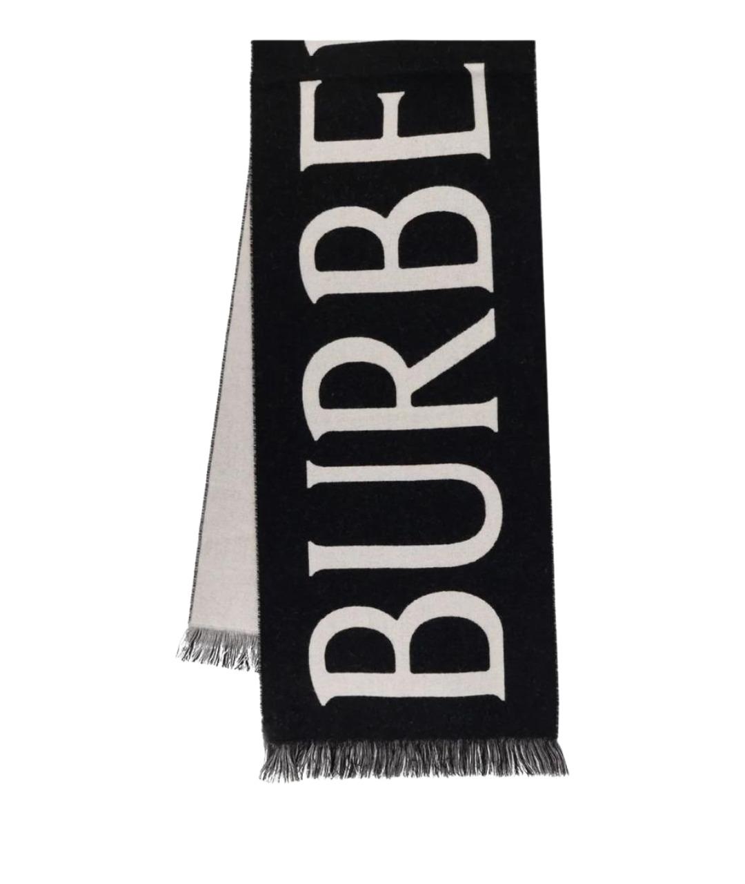 BURBERRY Черный шерстяной шарф, фото 1