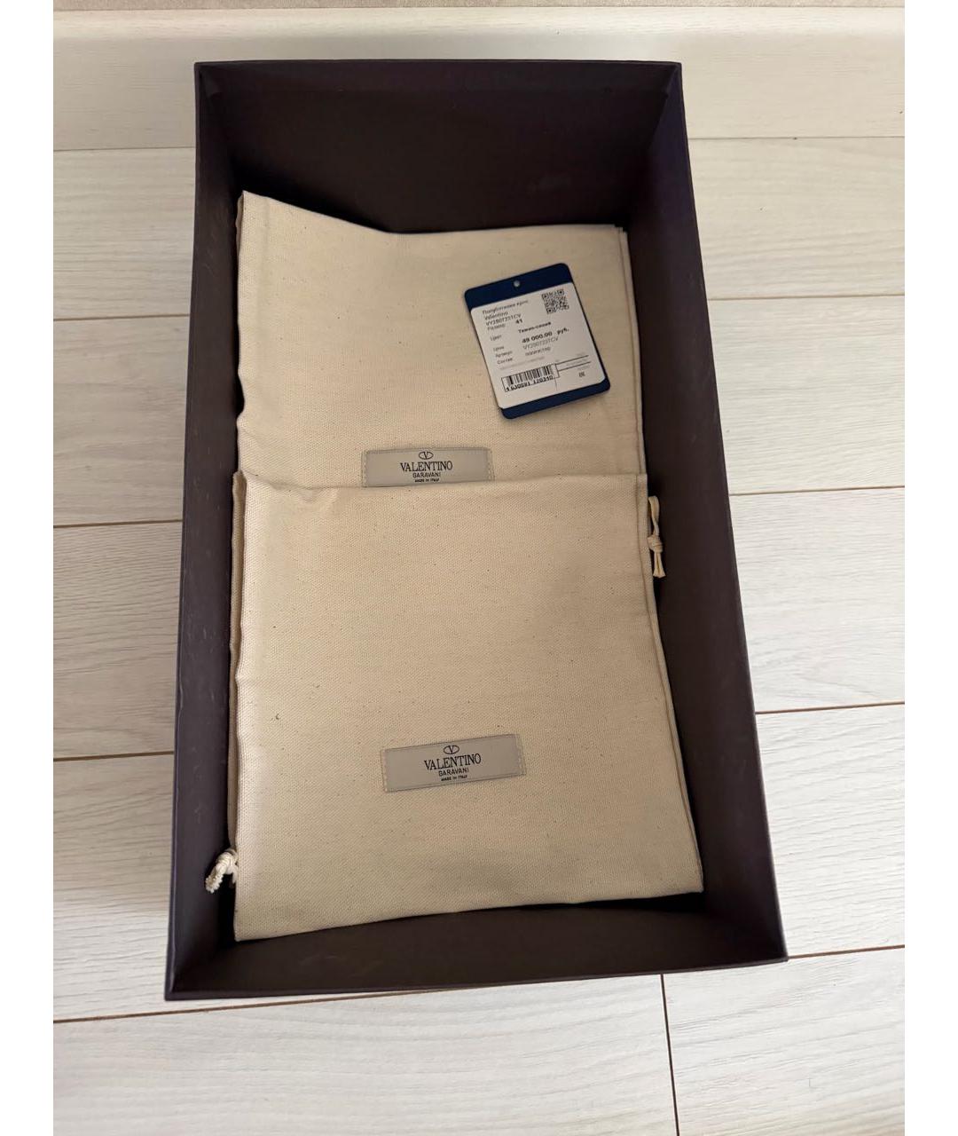 VALENTINO Темно-синие кожаные низкие кроссовки / кеды, фото 7