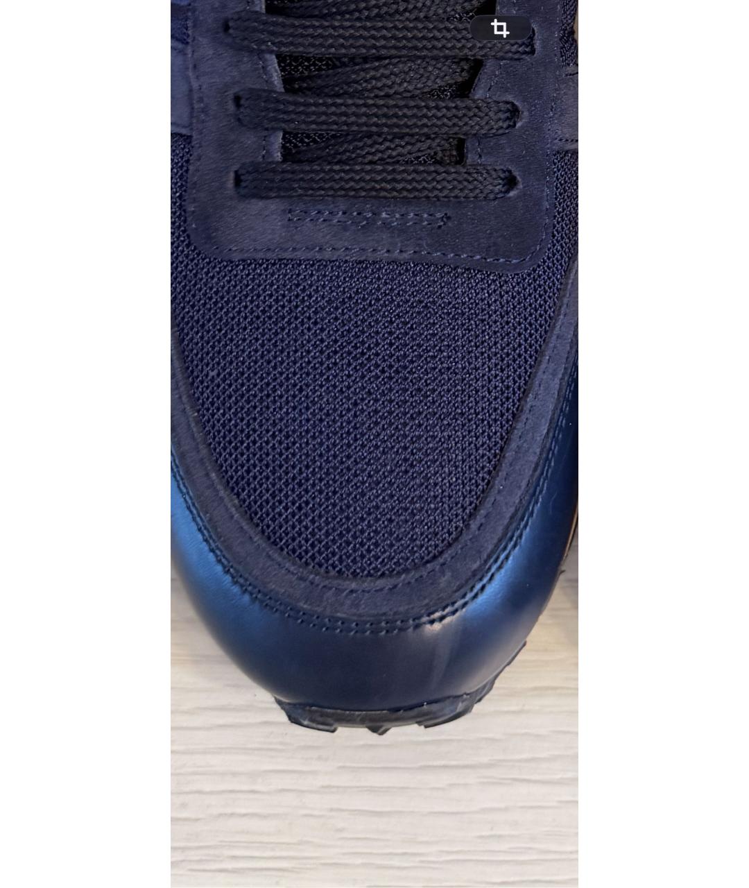 VALENTINO Темно-синие кожаные низкие кроссовки / кеды, фото 8