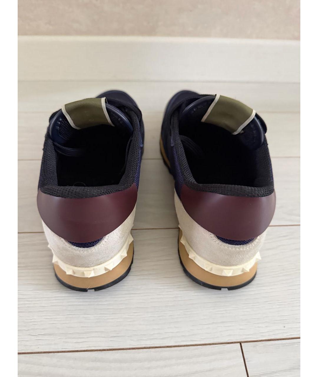 VALENTINO Темно-синие кожаные низкие кроссовки / кеды, фото 4