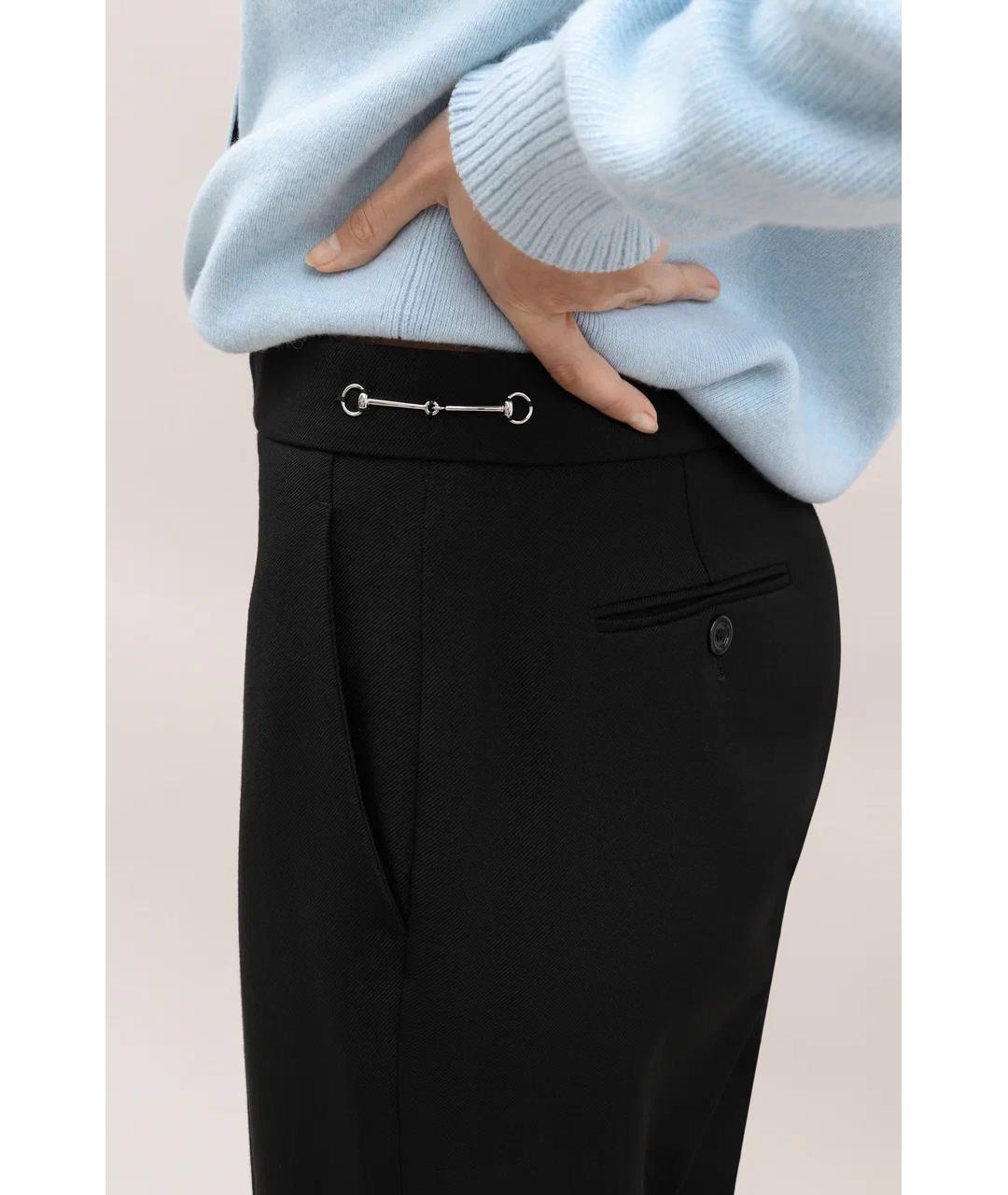 GUCCI Черные шерстяные брюки широкие, фото 4