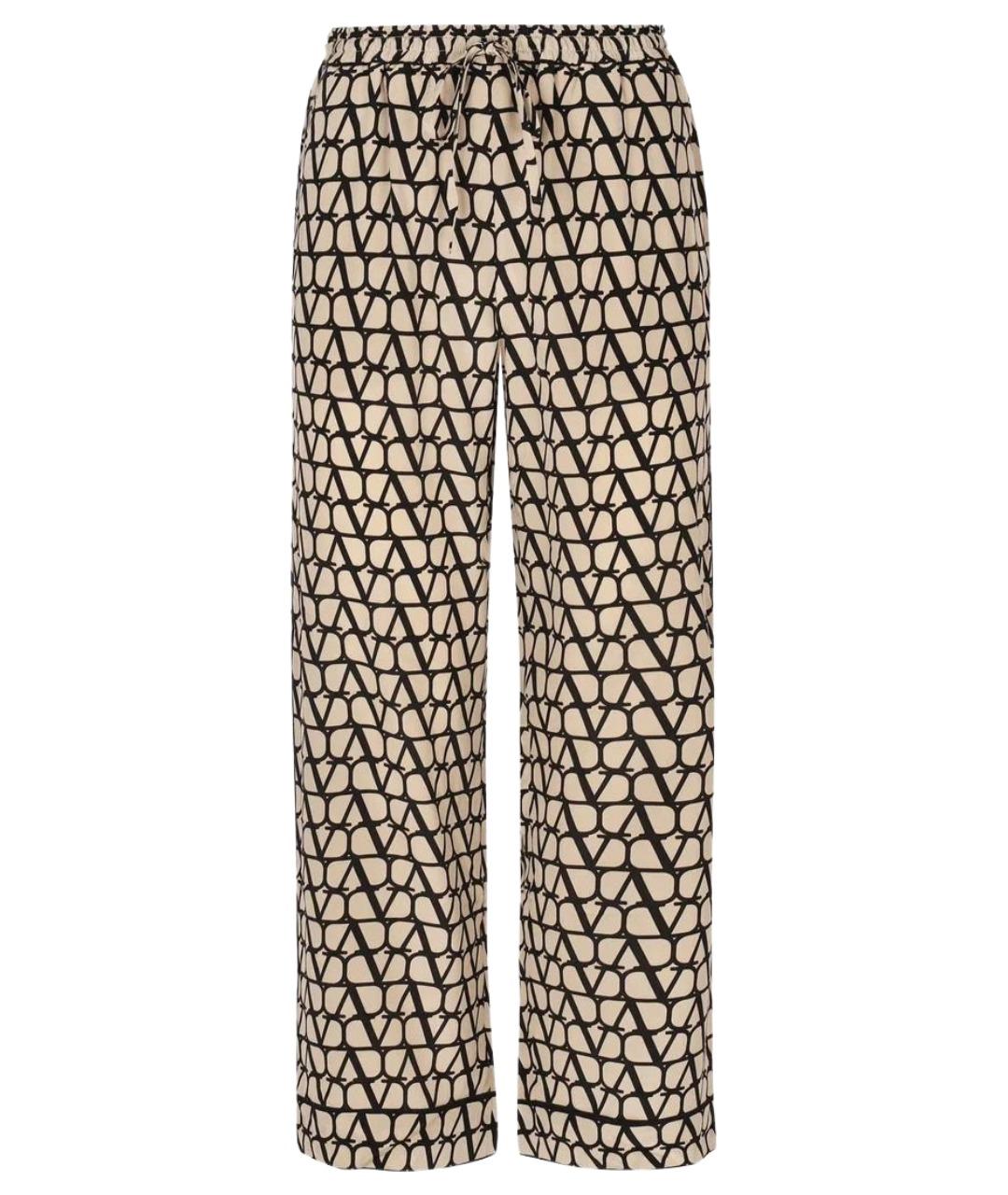 VALENTINO Бежевые шелковые брюки широкие, фото 1