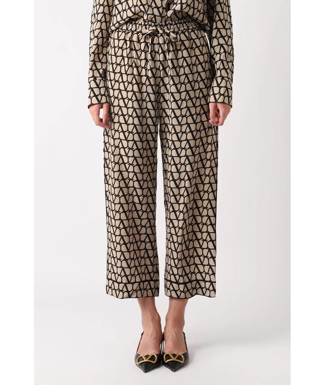 VALENTINO Бежевые шелковые брюки широкие, фото 2
