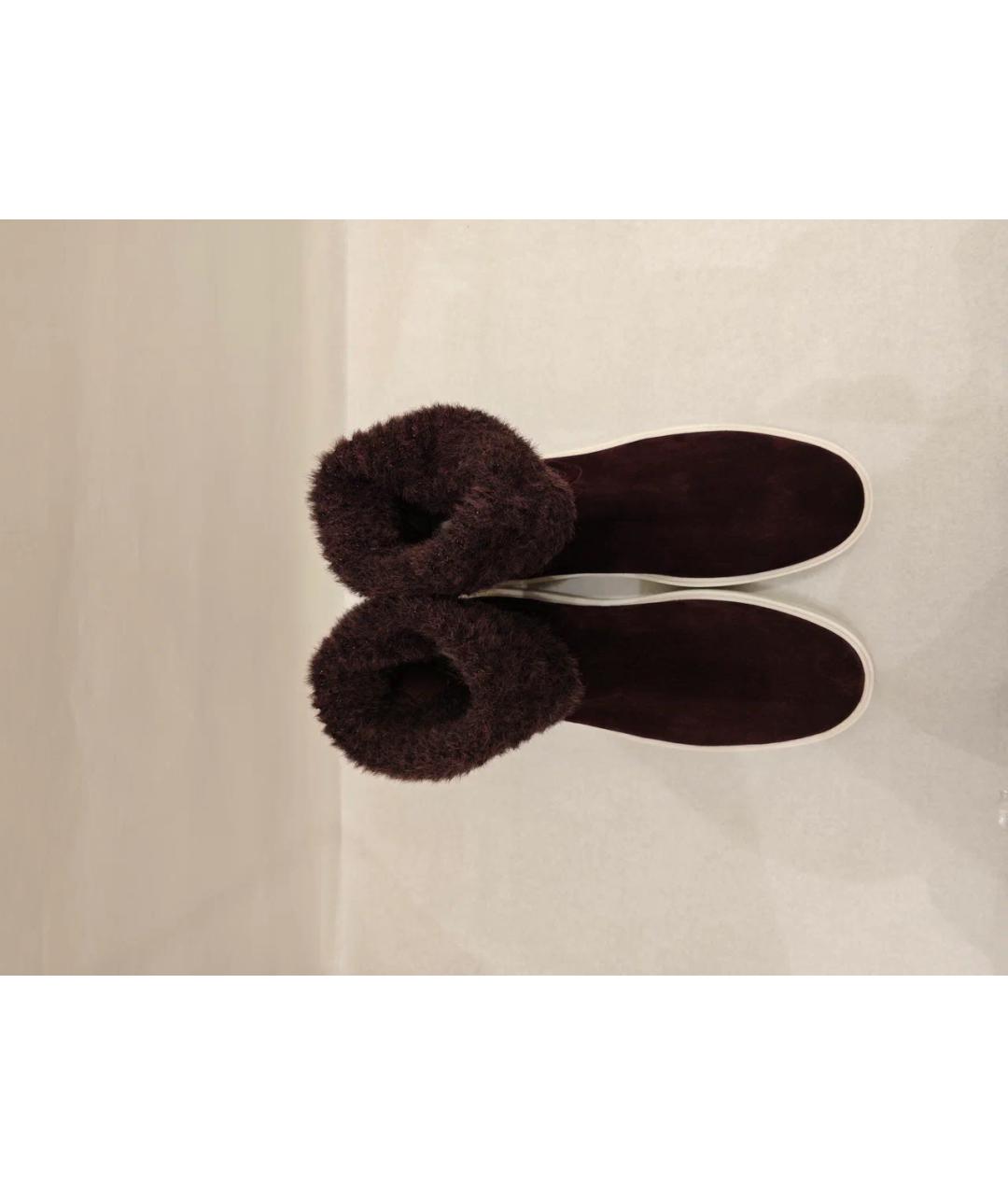 SANTONI Бордовые замшевые сапоги, фото 4