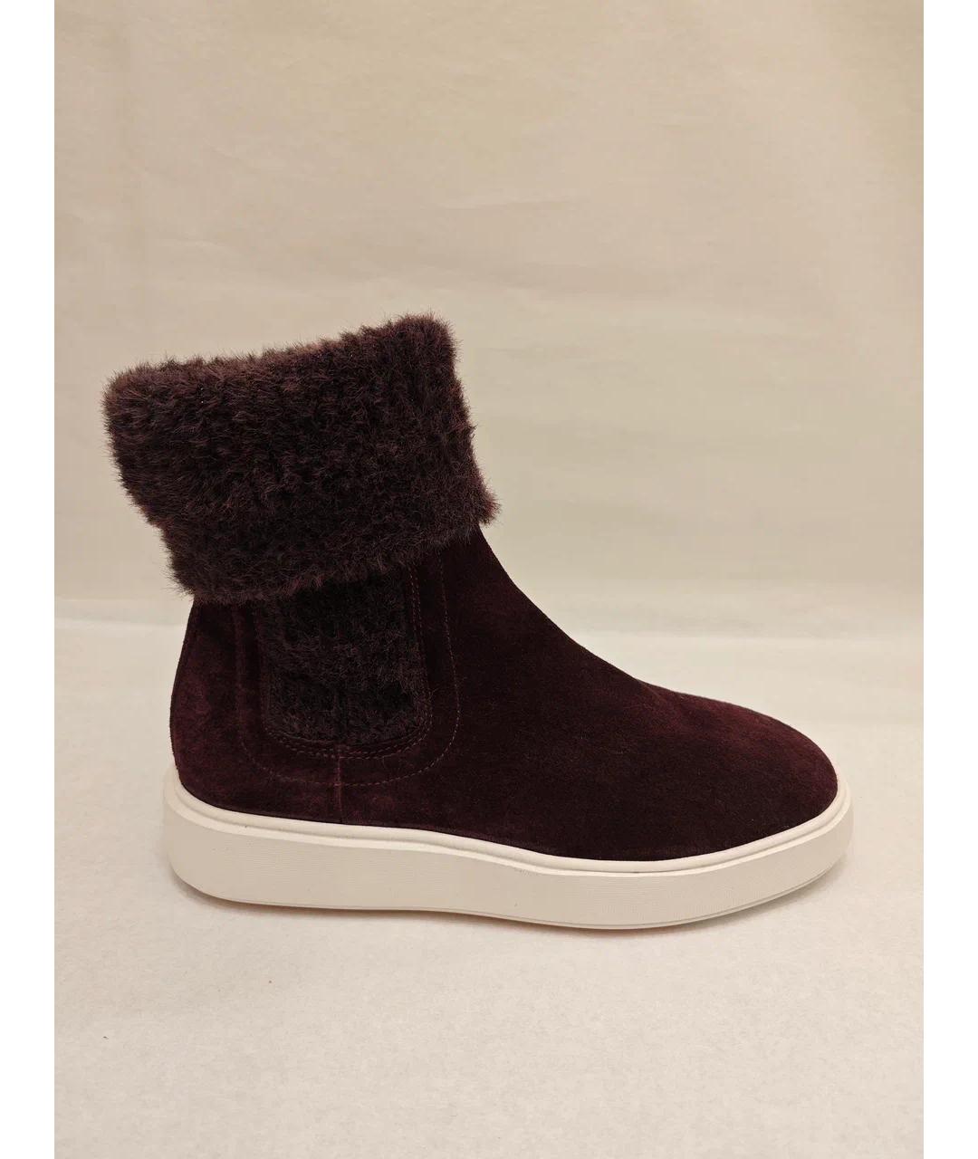 SANTONI Бордовые замшевые сапоги, фото 5