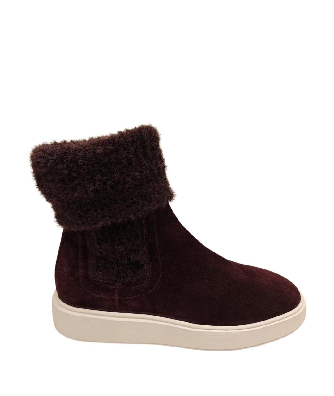 SANTONI Бордовые замшевые сапоги, фото 1