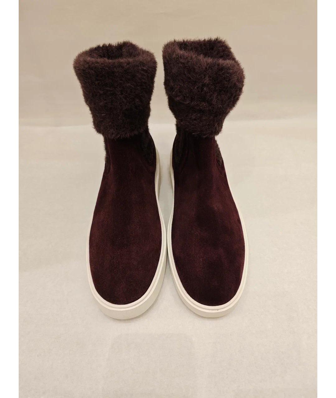 SANTONI Бордовые замшевые сапоги, фото 2